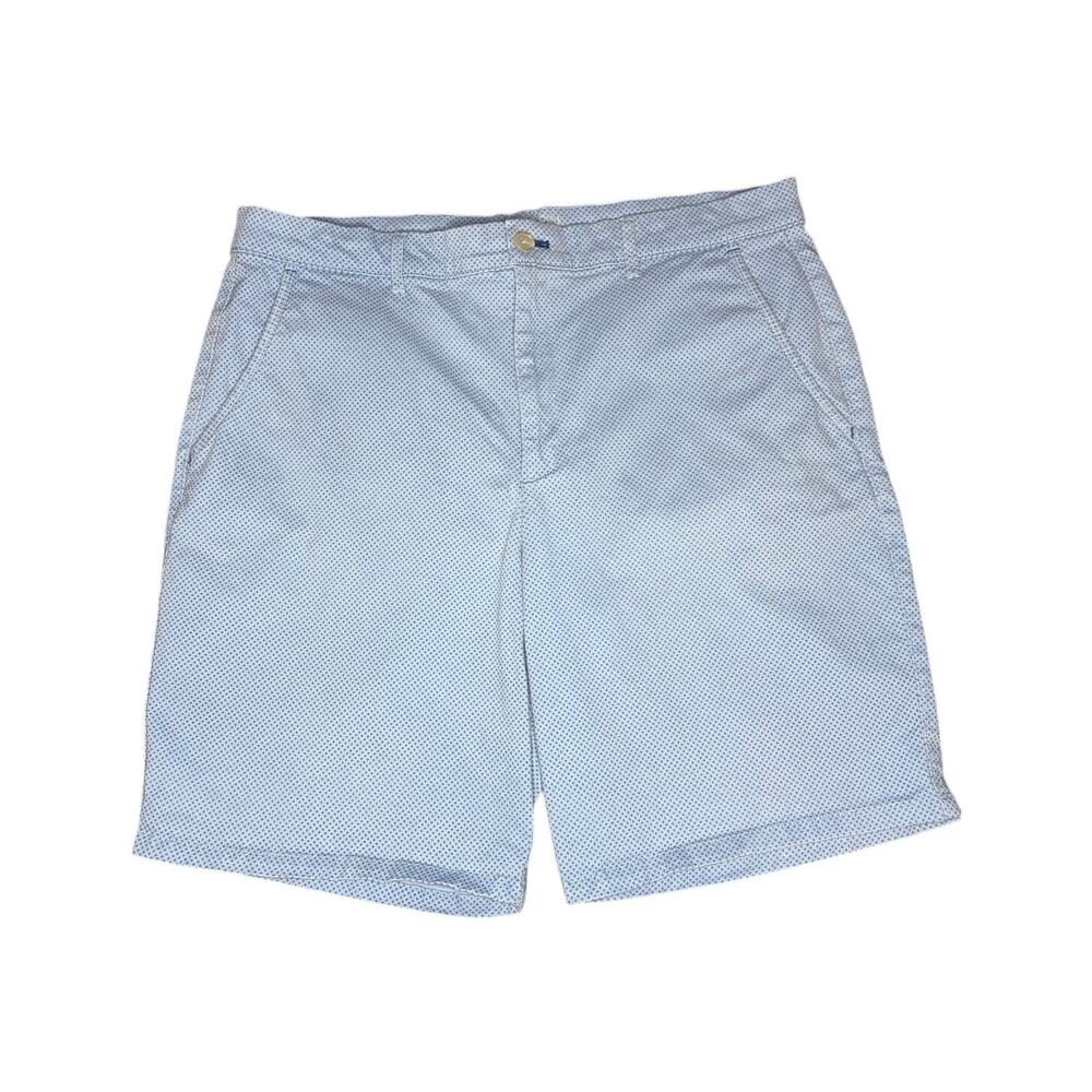 Calvin Klein Mens Chino Shorts 36 Blue Black Diamond Geometric Pattern 9" Inseam